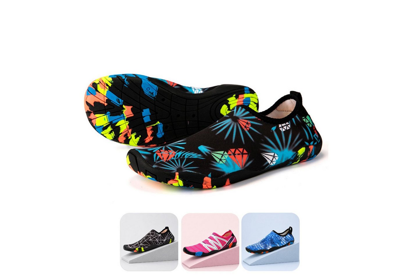 DOTALES Aqualite Barfuß-Wasserschuhe, Badeschuhe Damen & Herren Aquaschuh Minimalschuhe (bunt)