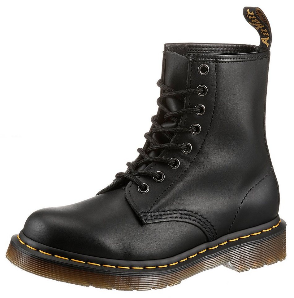 Dr. Martens 1460 8 Eye Boot Schnürstiefel Festival, Blockabsatz, Schnürboots mit gelber Rahmennaht