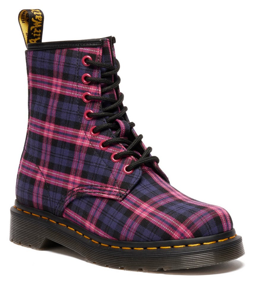 Dr. Martens 1460 8 Eye Boot Schnürstiefelette Festival, Blockabsatz, Schnürboots mit gelber Rahmennaht