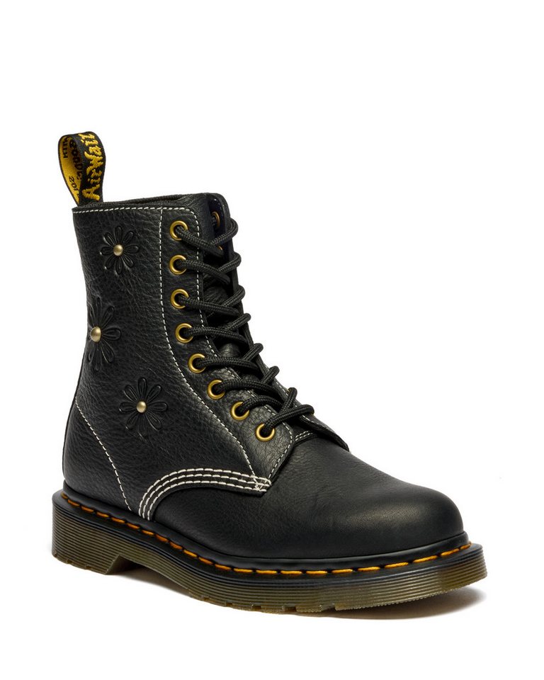 Dr. Martens 1460 Pascal Flower Schnürboots, Blockabsatz, Stiefelette, 8-Eye Boots mit Flower Prägung
