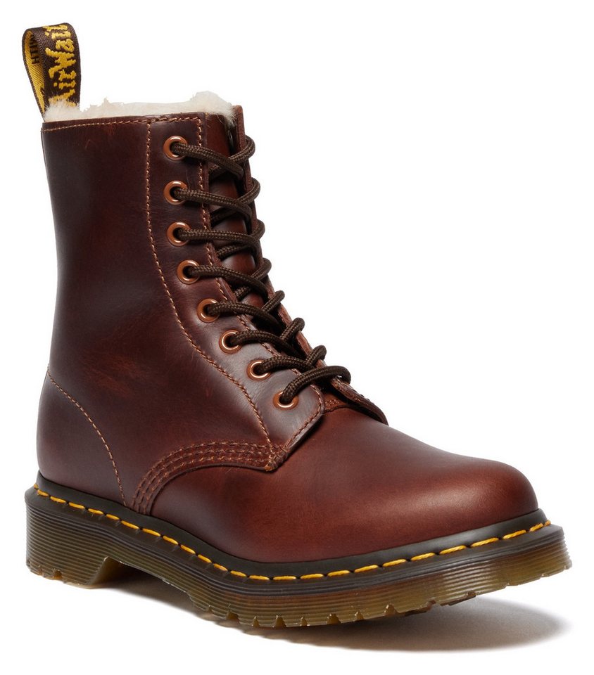 Dr. Martens 1460 Serena Schnürboots Chunky Boots, Plateau Schuh, Boots mit Warmfutterausstattung (braun)