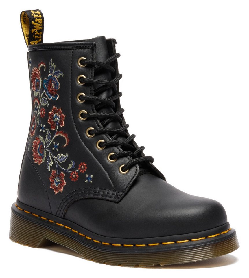 Dr. Martens 1460 Vonda 8 Eye Boot Schnürboots Stiefel, Boots mit Blütenstickerei