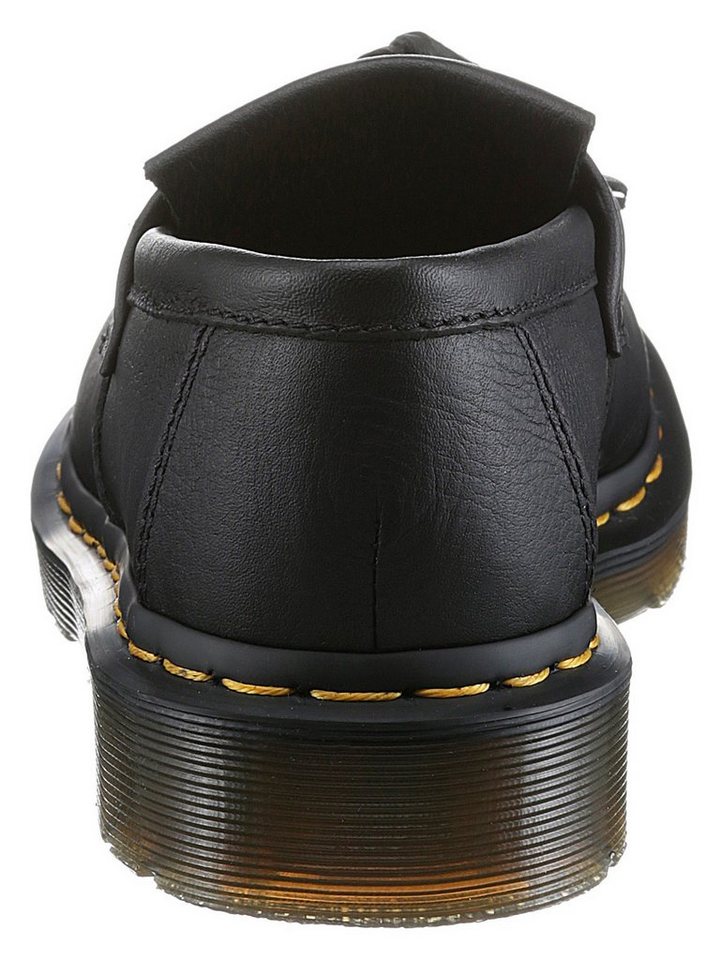 Dr. Martens Black Virginia Adrian Mokassin Chunky Slipper, Schlupfschuh mit modischer Tassel - schmale Form