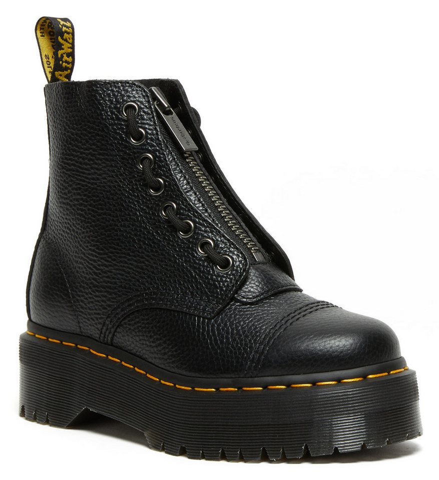 Dr. Martens Sinclair Gemilltes Nappaleder Plateaustiefel Schnürboots Plateauboots, Chunky Boot mit Front-Reißverschluss