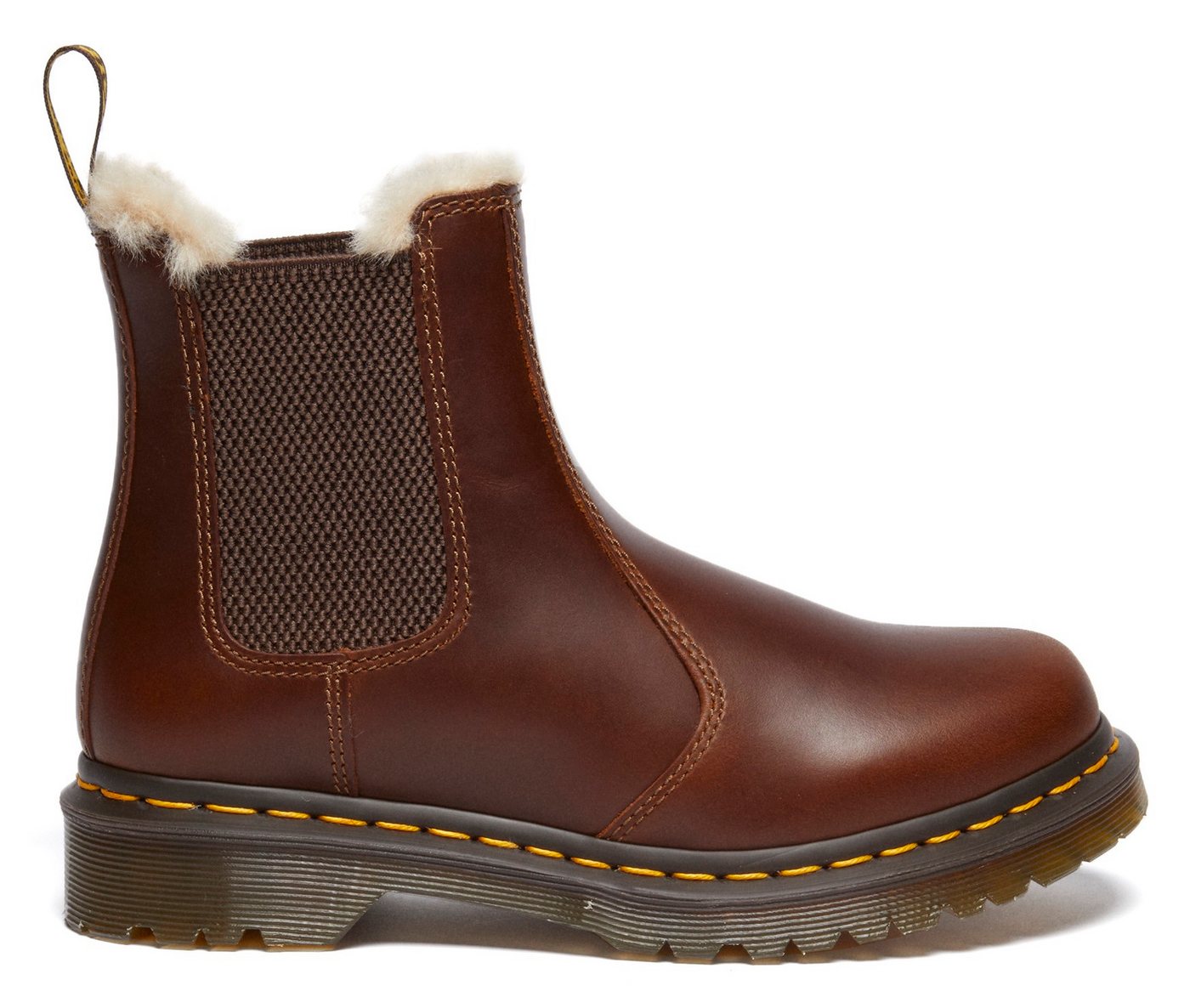 Dr. Martens Leonore Chelseaboots Chunky Boots, Plateau Schuh, Boots mit Warmfutter (braun)