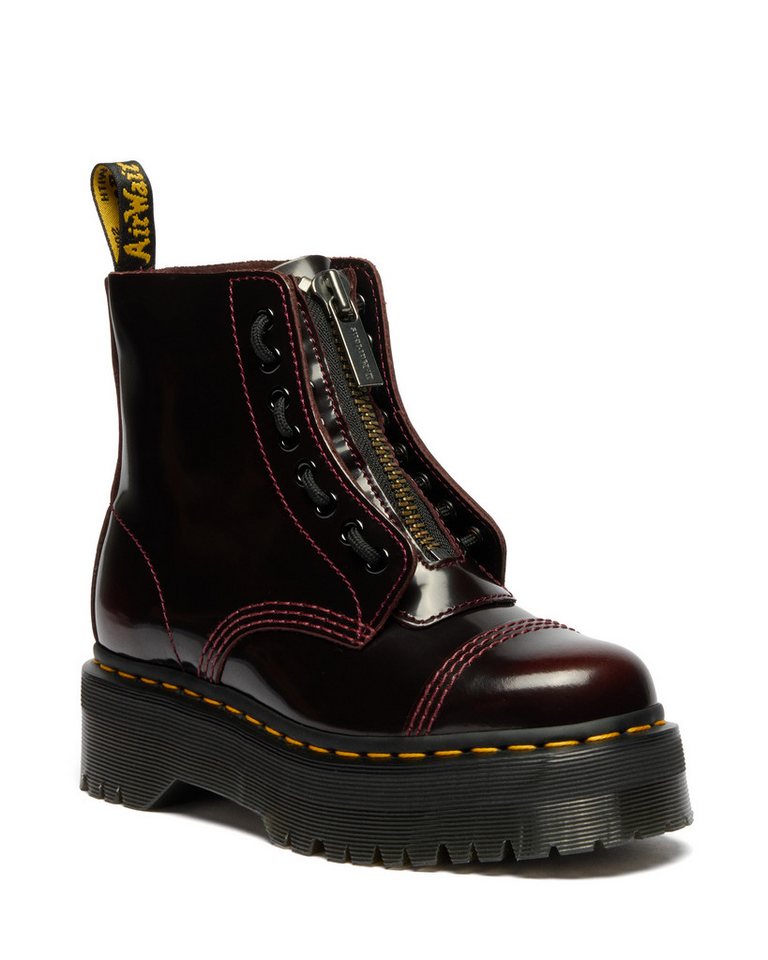 Dr. Martens Sinclair Gemilltes Nappaleder Plateaustiefel Schnürboots Plateauboots, Chunky Boot mit Front-Reißverschluss