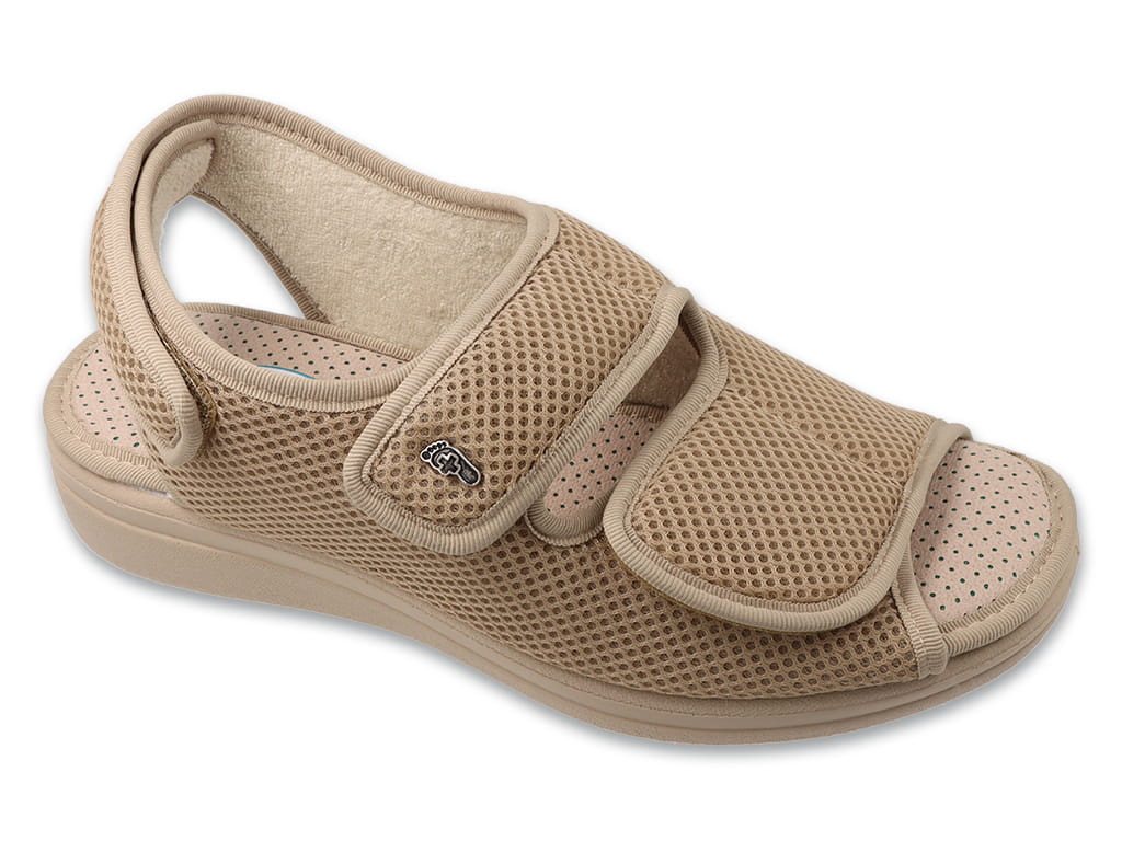 Dr. Orto Cascais Damen & Herren Komfort Sandale (1 Paar, komplettes Öffnen, dank Klettverschluss, herausnehmbare Innensohle) für sensible & breite Füße (beige/braun)