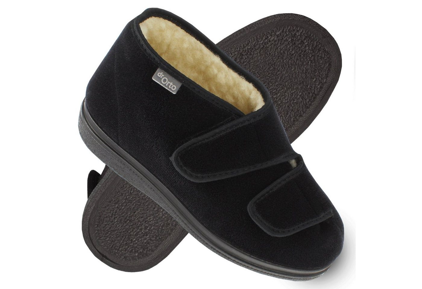 Dr. Orto Hakkas gefüttert mit Klettverschluss für Damen & Herren Klettschuh Weiche Schafwolle