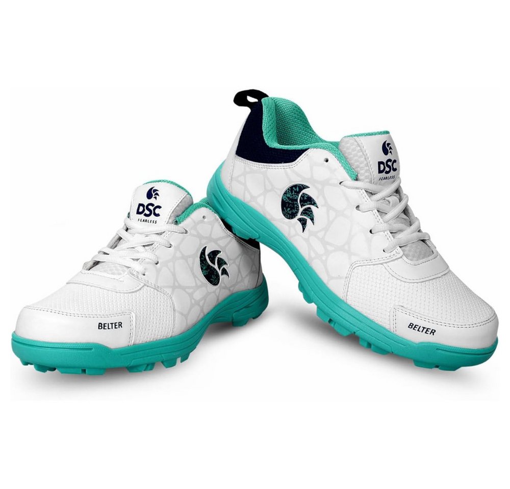 DSC Belter Cricket-Schuhe Für Jungen und Männer Sneaker (Paketinhalt: 1 Paar Cricket-Schuhe, strukturierte PVC, Sporttrainer, Bowling Spikes, Fitness) Leichte Außensohle, Lnglebig, Eva Sock Liner (grün)