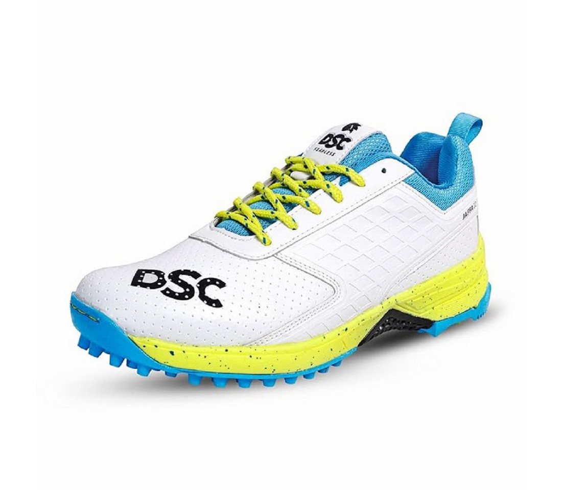 DSC Jaffa 22 Cricket-Schuhe Für Jungen und Männer Schuhe, Sportschuhe Sneaker (Paketinhalt: 1 Paar Cricket-Schuhe, hochwertigen EVA, Zwischensohle und Einlegesohle, Gummi Spike Sport) Geringes Gewicht, geprägtes Design (weiß/gelb)