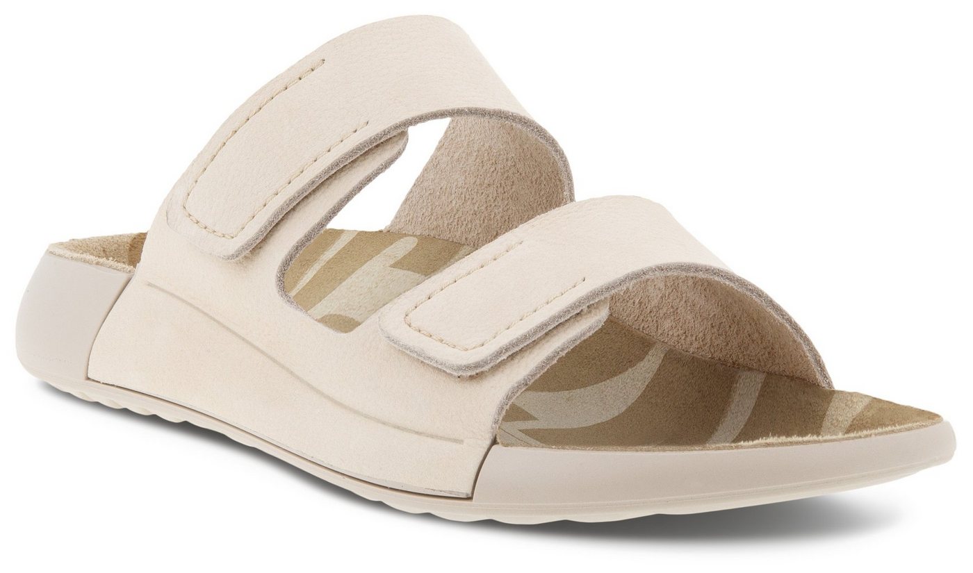 ECCO COZMO W Pantolette Sommerschuh, Schlappen mit zwei Klettverschlussriemen (beige)