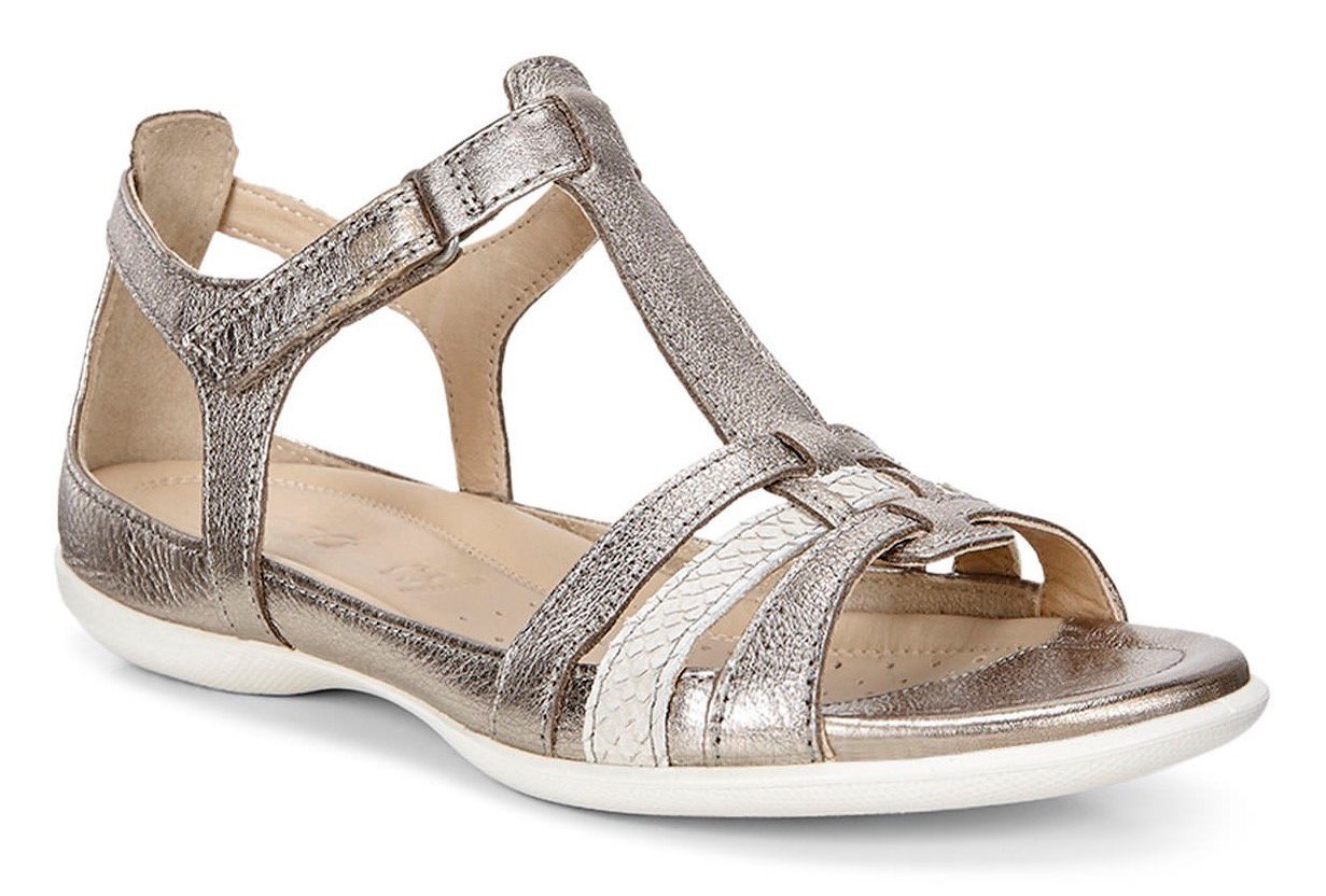 ECCO FLASH Riemchensandale, Sommerschuh, Sandalette, Klettschuh, im Metallic-Look