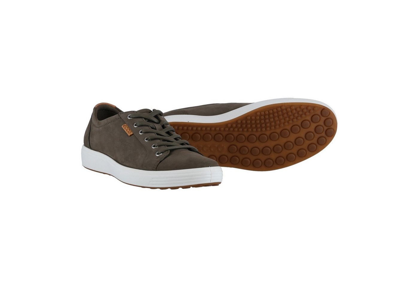 ECCO Mens Soft 7 (aus Premium-Leder) tarmacbraun Herren Sneaker