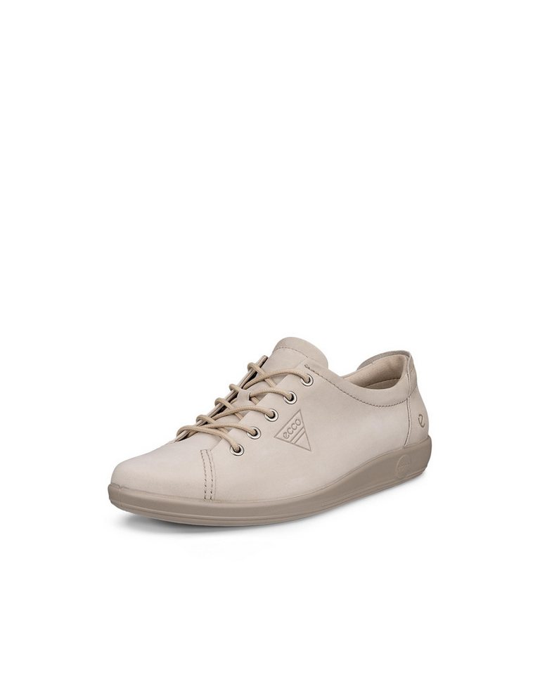 ECCO Soft 2.0 Schnürschuh, Freizeitschuh, Halbschuh, Schnürschuh mit dezenter Logo Prägung (beige)