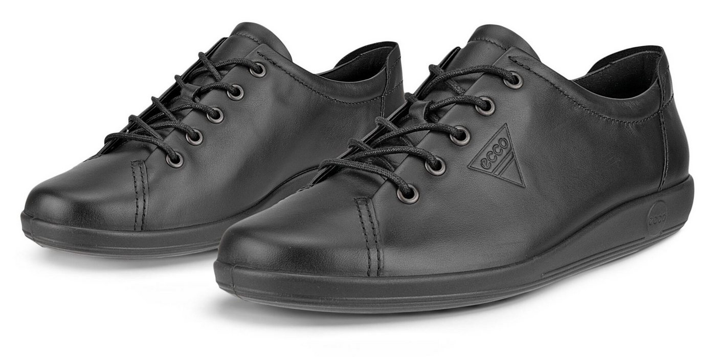 ECCO Soft 2.0 Schnürschuh, Freizeitschuh, Halbschuh, Schnürschuh mit dezenter Logo Prägung (schwarz)