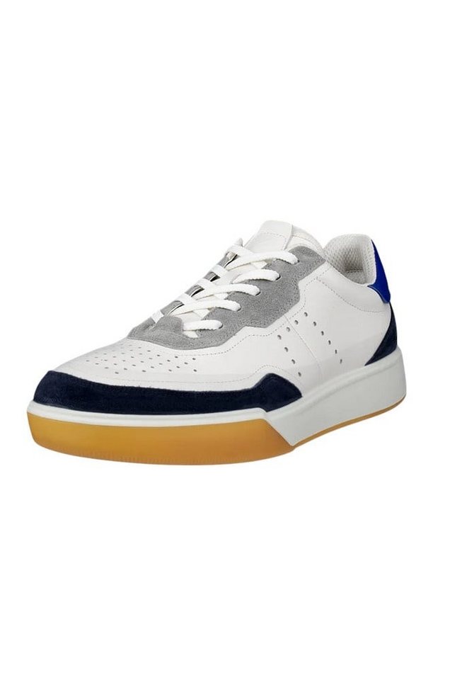 ECCO Street Court Lea (Premium Leder) weiss/marineblau Herren Sneaker