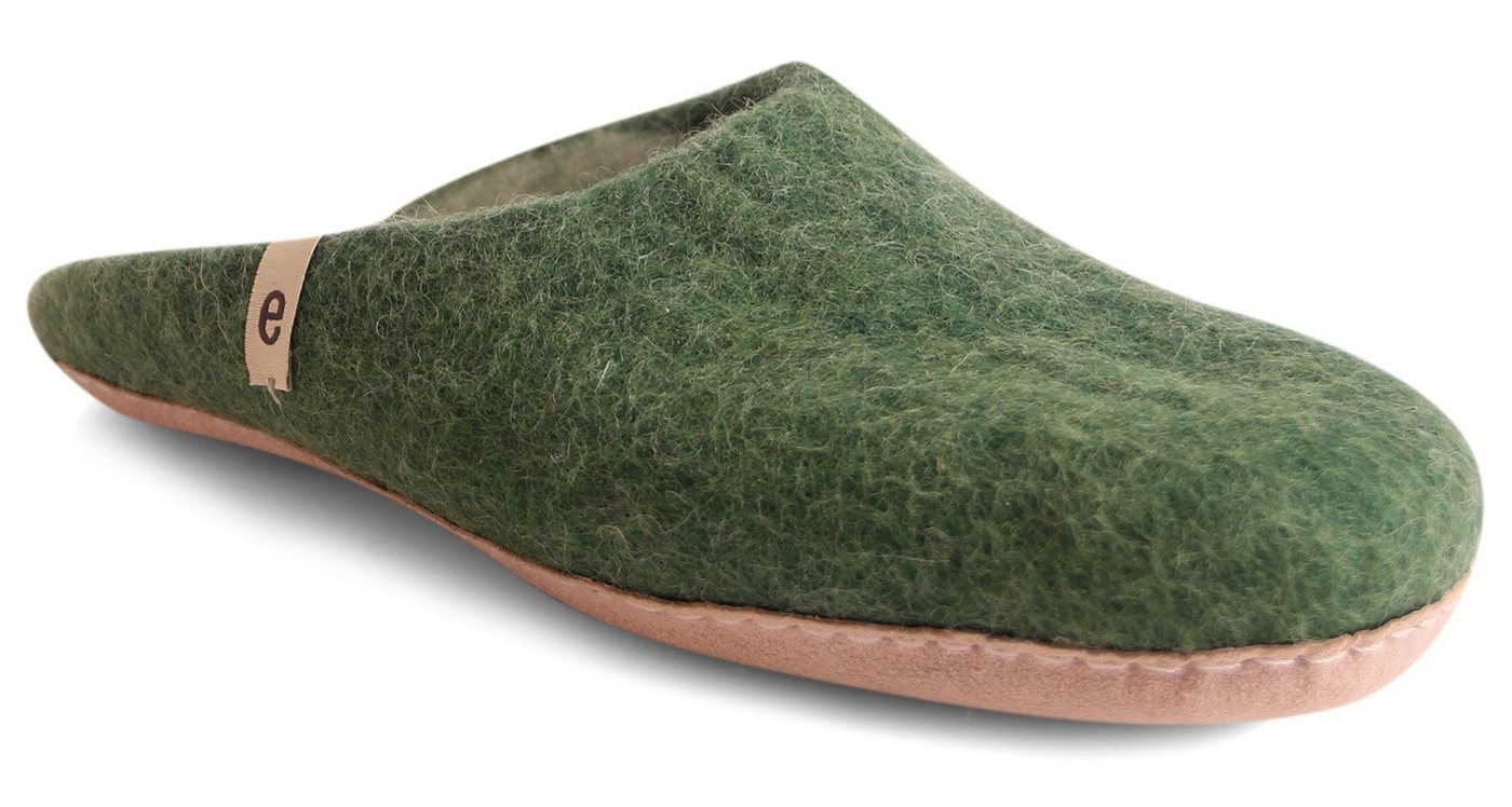 Egos Unisex Filzpantoffel mit Ledersohle Pantoffel Hausschuh