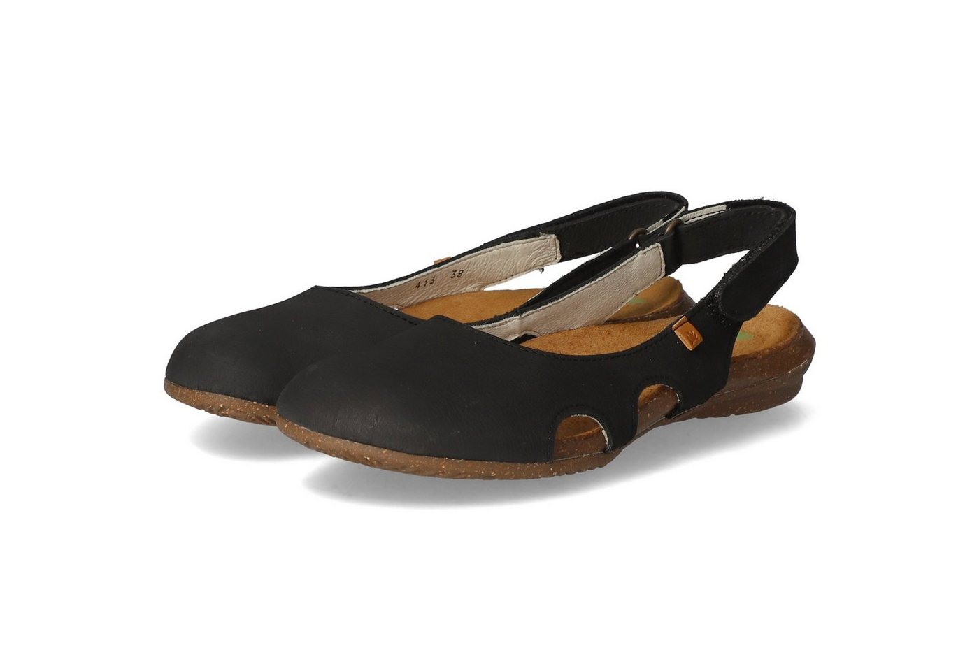 El Naturalista N413 Black Damen Rauleder black Keilsandalette