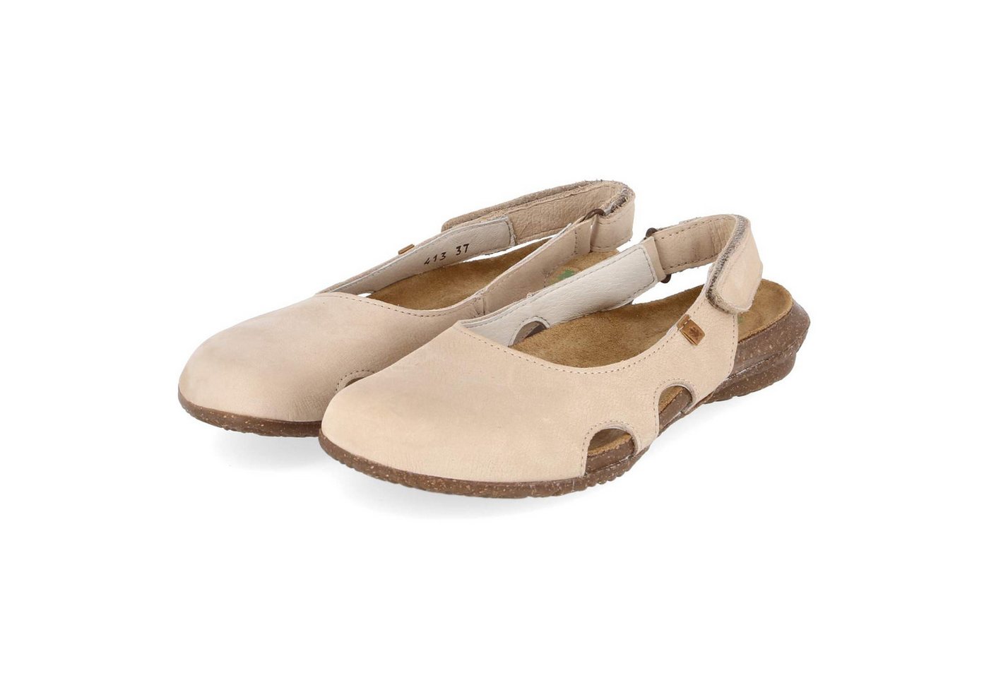 El Naturalista N413 Cream Damen Rauleder beige Keilsandalette