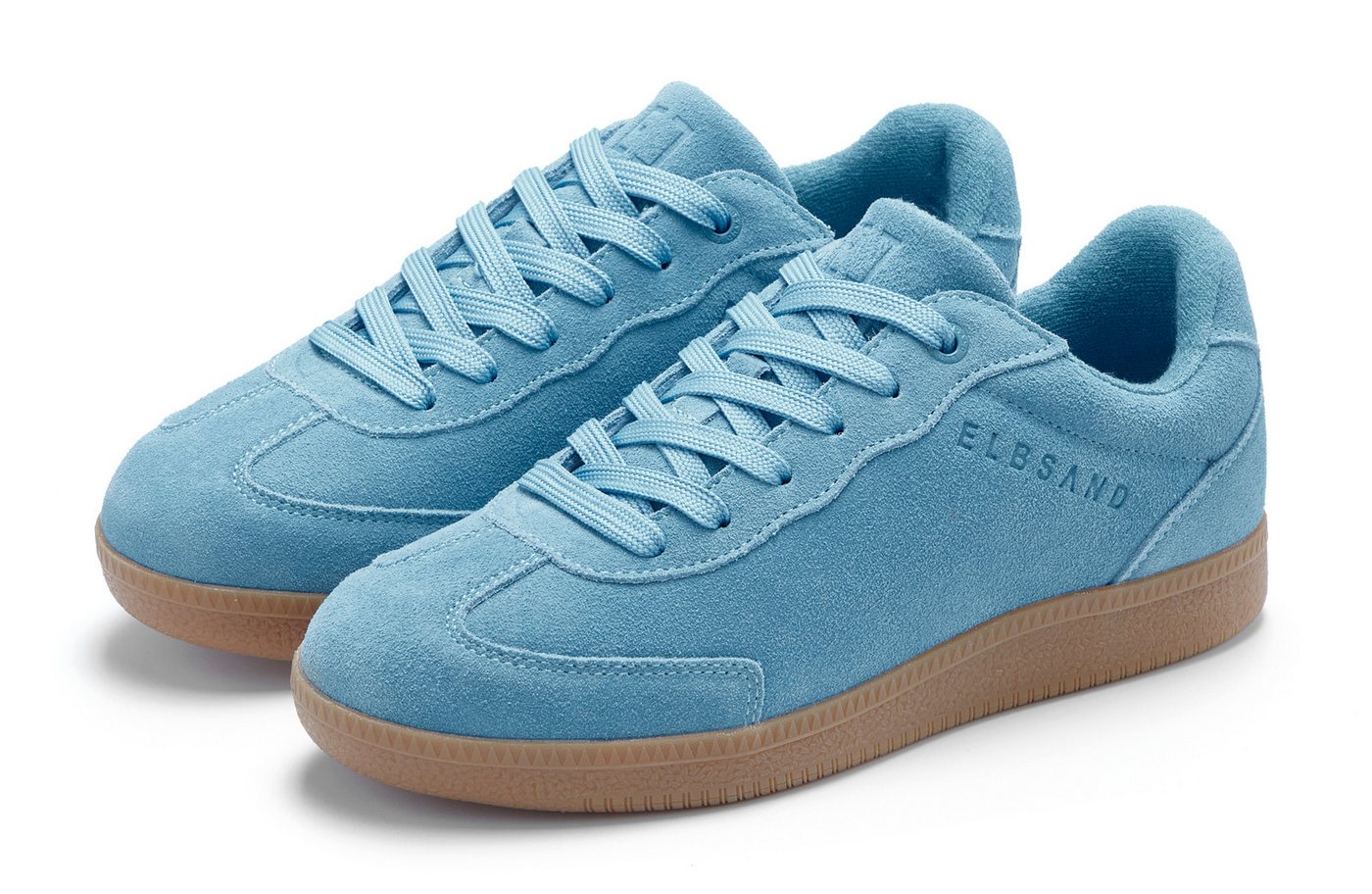 Elbsand Freizeitschuh, Schnürschuh, Turnschuh, Retro Sneaker, Lederschuh Sneaker Ledersneaker, Schnürhalbschuh aus Leder im modernen Retro Look (blau)