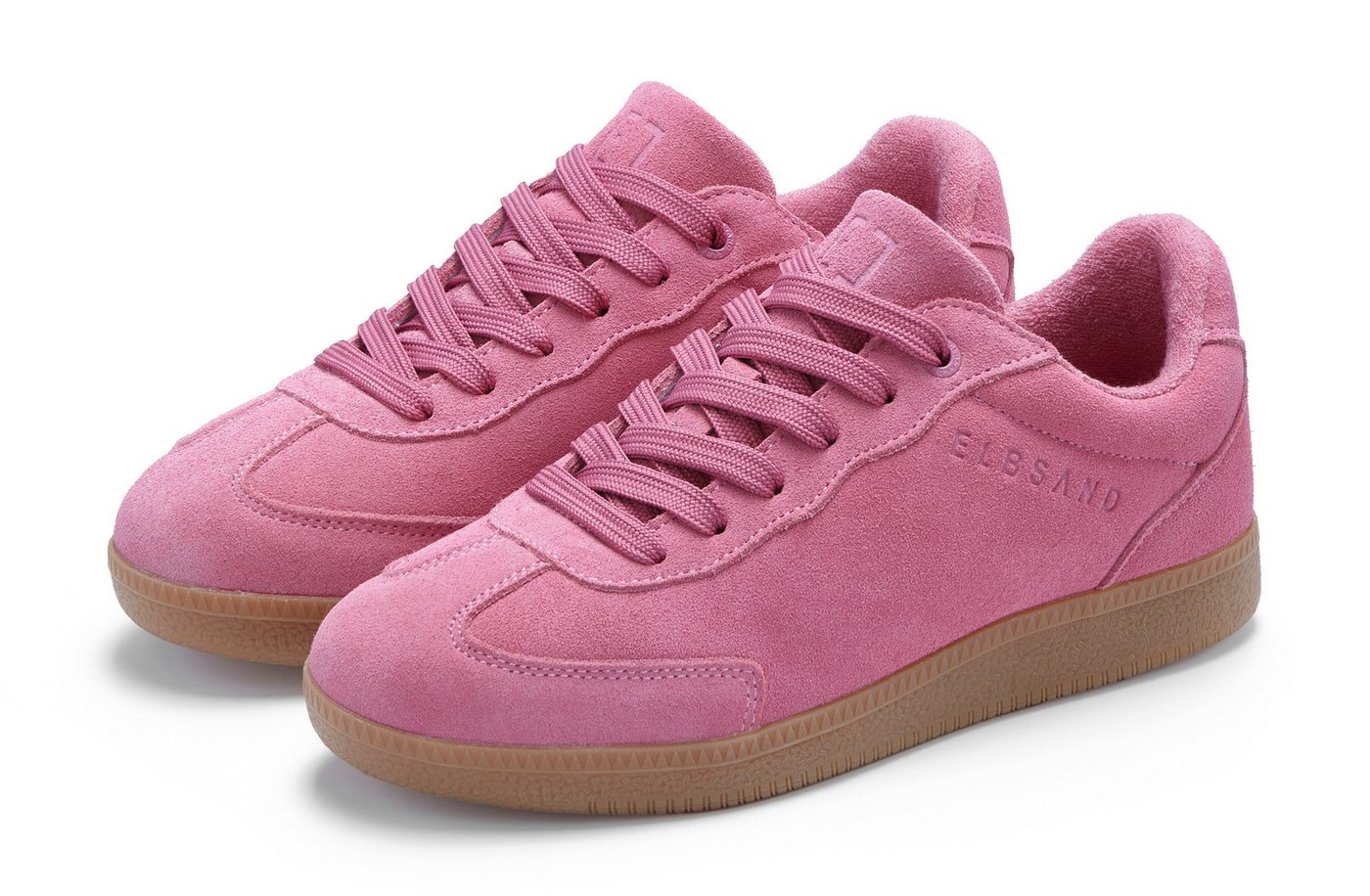 Elbsand Freizeitschuh, Schnürschuh, Turnschuh, Retro Sneaker, Lederschuh Sneaker Ledersneaker, Schnürhalbschuh aus Leder im modernen Retro Look (rosa)