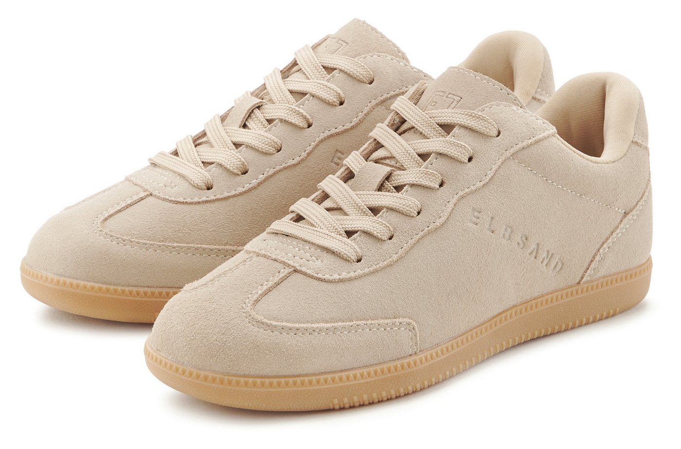 Elbsand Freizeitschuh, Schnürschuh Sneaker Retro Sneaker, Lederschuh, Schnürhalbschuh aus Leder Unisex (beige)