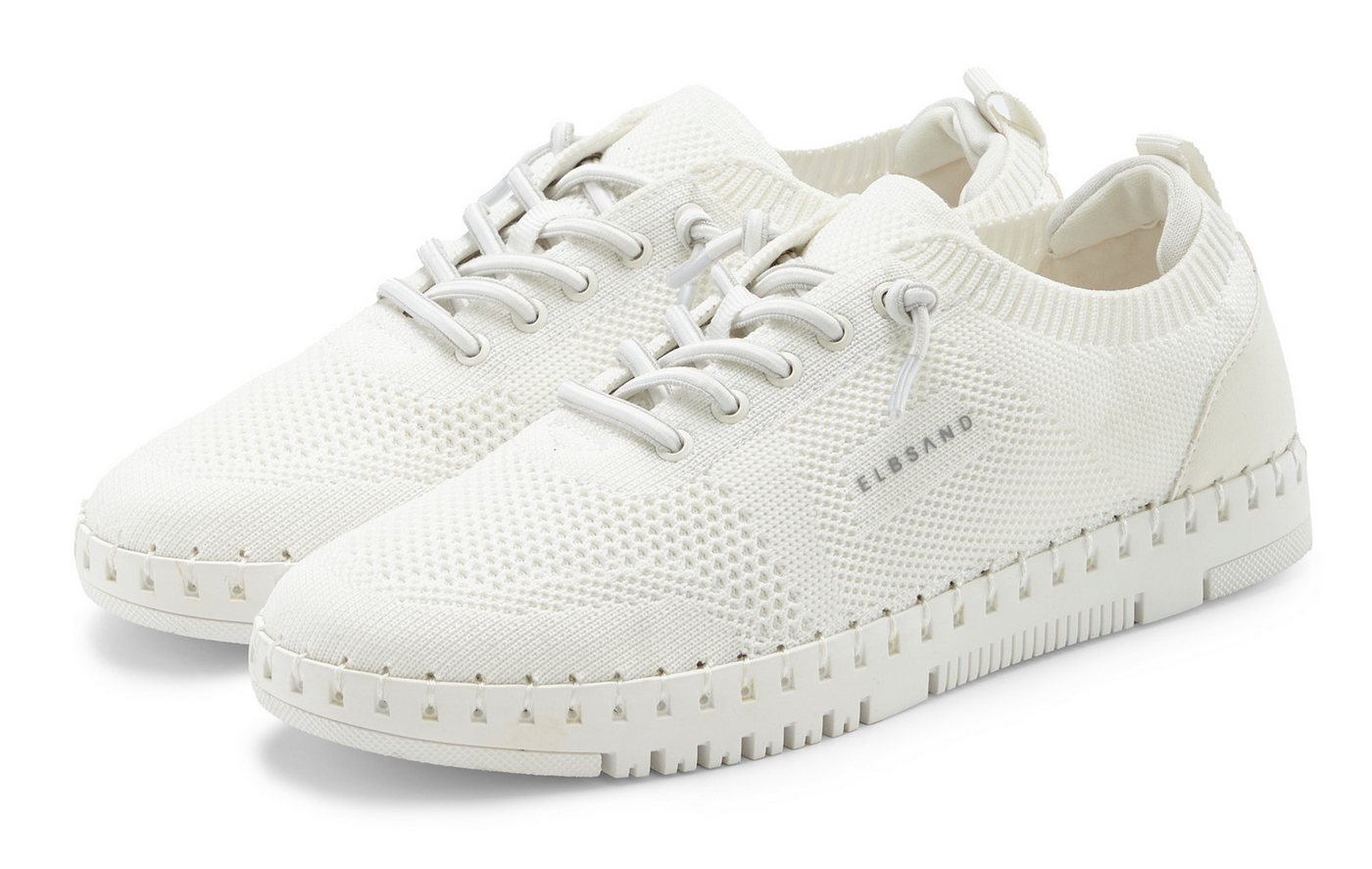 Elbsand Freizeitschuh, Slip-On-Sneaker Sneaker NEU zum Reinschlüpfen mit elastischen Schnürbändern VEGAN (weiß)