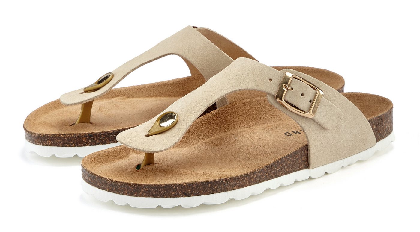 Elbsand Mule, Sandale, offener Schuh, Lederpantolette, Sommerschuhe Pantolette Zehentrenner aus hochwertigem Leder mit Komfortkorkfußbett