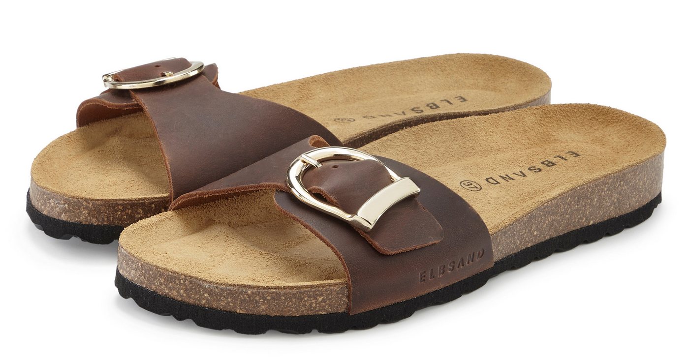 Elbsand Sandale, Mule, offener Schuh, Sommerschuhe, Lederpantolette Pantolette NEU aus Leder mit weichem Korkfußbett