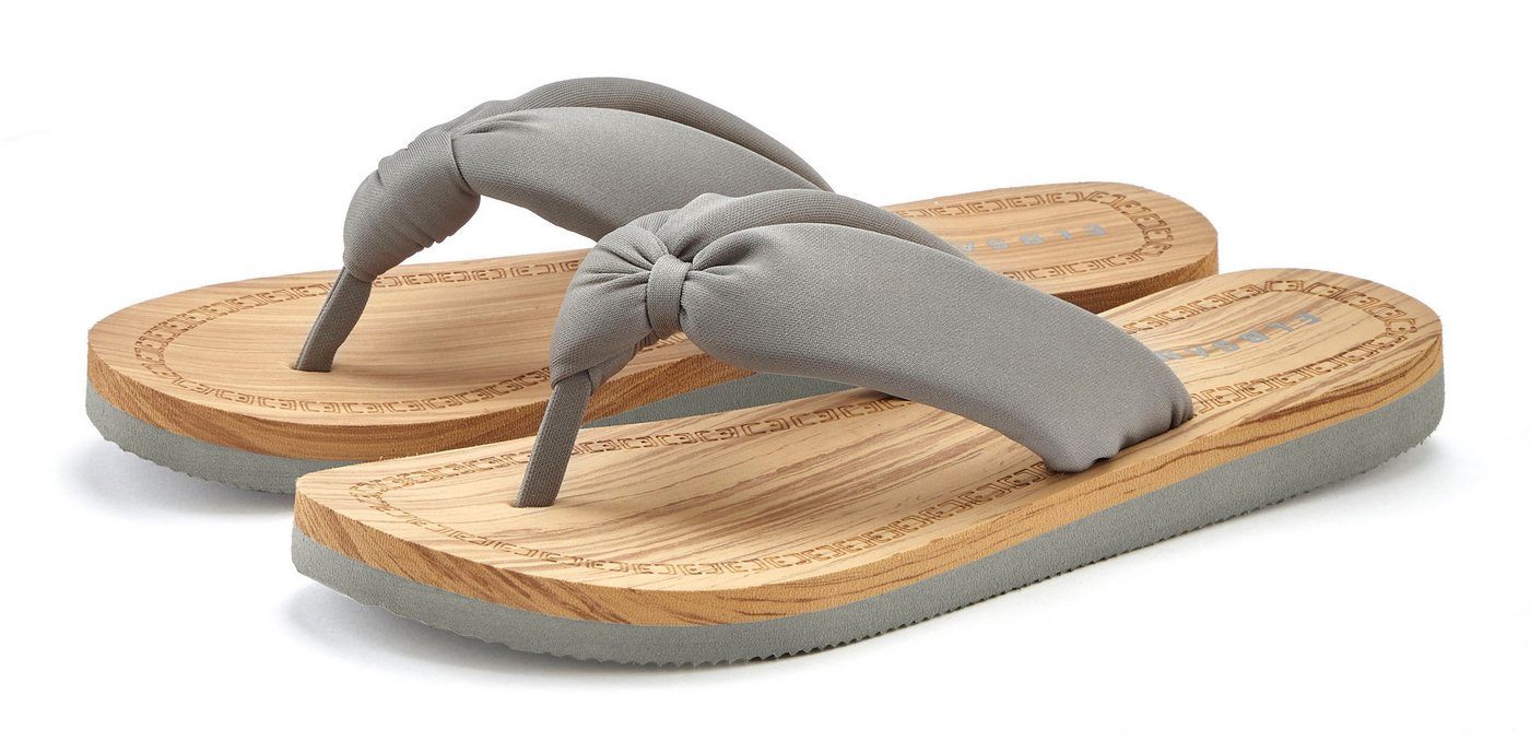 Elbsand Sandale, Pantolette Badezehentrenner Zehentrenner, Badeschuh ultraleicht VEGAN (grau/grün)