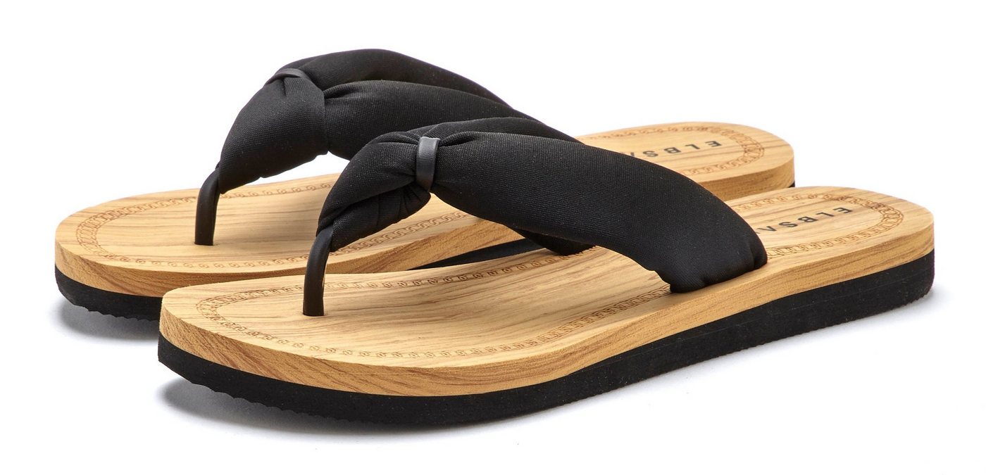 Elbsand Sandale, Pantolette Badezehentrenner Zehentrenner, Badeschuh ultraleicht VEGAN (schwarz)