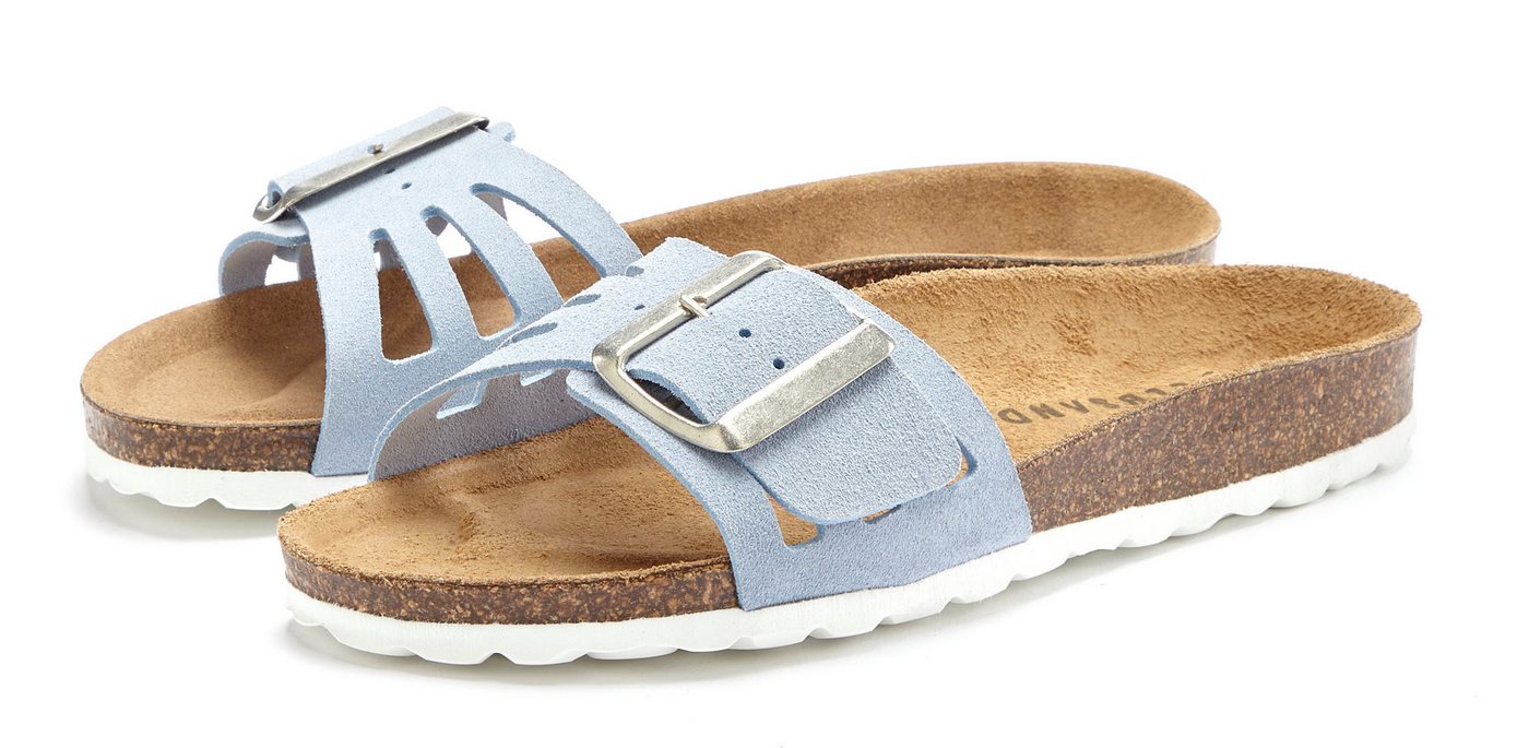 Elbsand Sandale Pantolette Mule, offener Schuh aus Leder mit weichem Komfortkorkfußbett