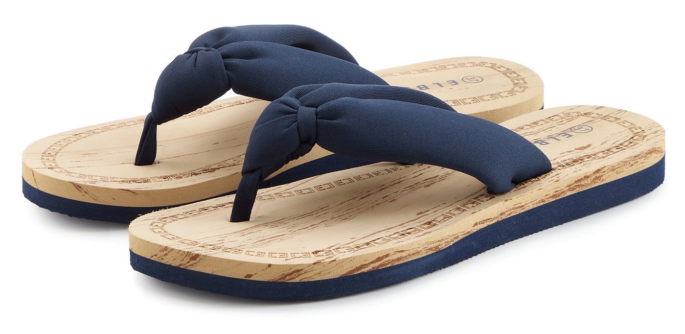 Elbsand Sandale,Badelatsche,Flip Flop,Mule, Pantolette,Badeschuhe,Sommerschuhe Badezehentrenner Zehentrenner mit wasserabweisender und ultraleichter Sohle VEGAN (blau)