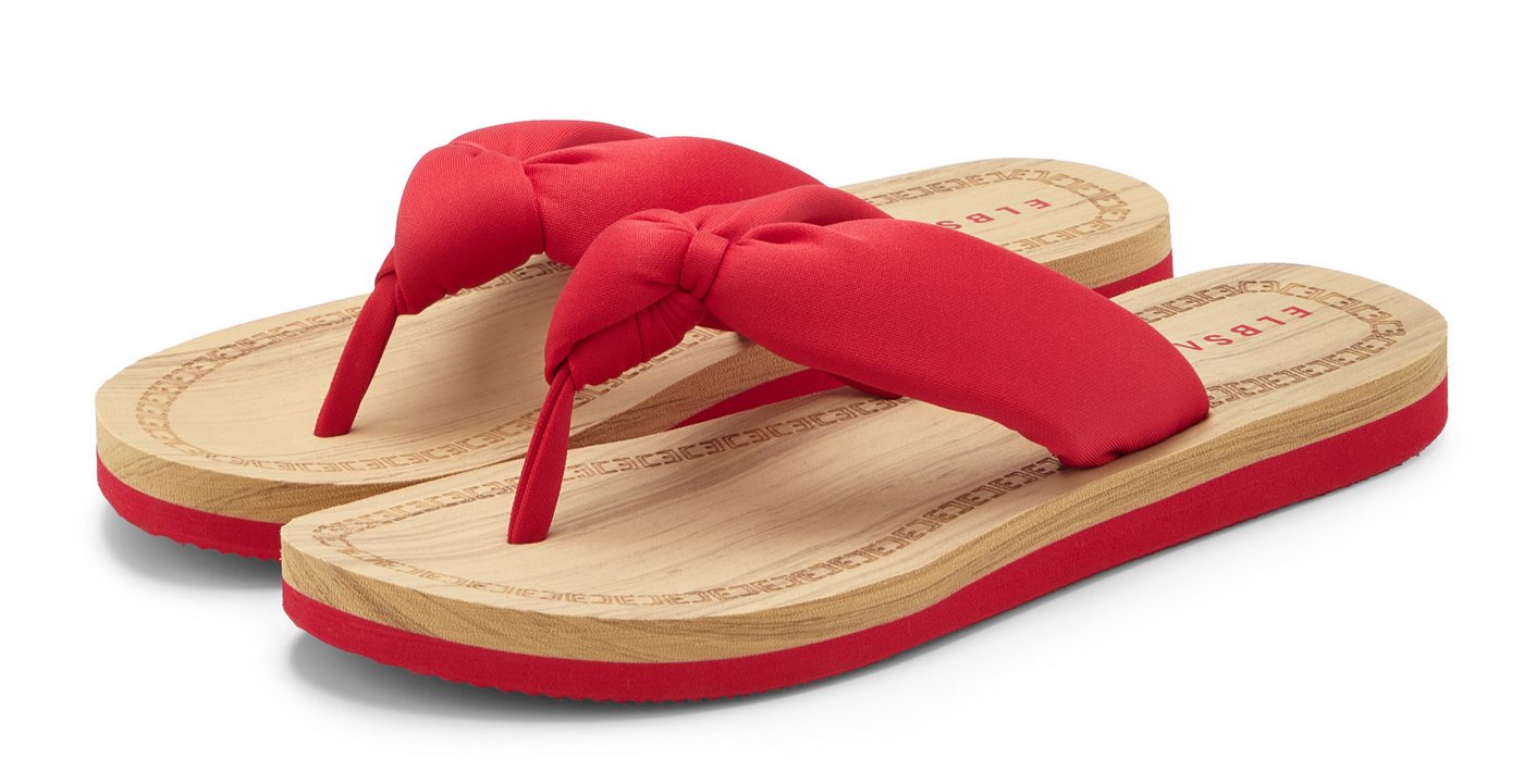 Elbsand Sandale,Badelatsche,Flip Flop,Mule, Pantolette,Badeschuhe,Sommerschuhe Badezehentrenner Zehentrenner mit wasserabweisender und ultraleichter Sohle VEGAN (rot)