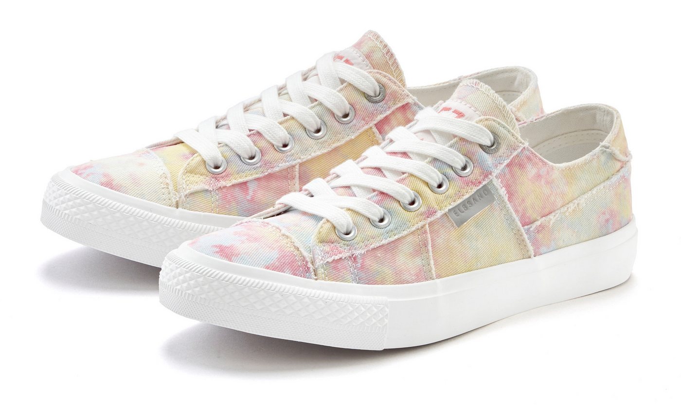 Elbsand Schnürschuh, Stoffschuhe, Textilschuhe, Turnschuh, Freizeitschuh Sneaker Schnürhalbschuh aus Textil in modernem Used-Look VEGAN (batik)