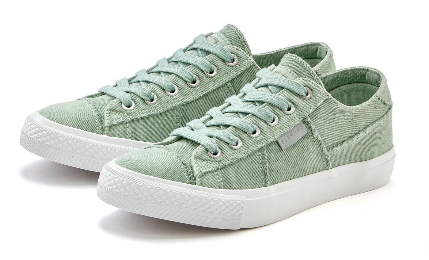 Elbsand Schnürschuh, Sneaker Schnürhalbschuh, Freizeitschuh aus Textil, Used-Look VEGAN (grün)