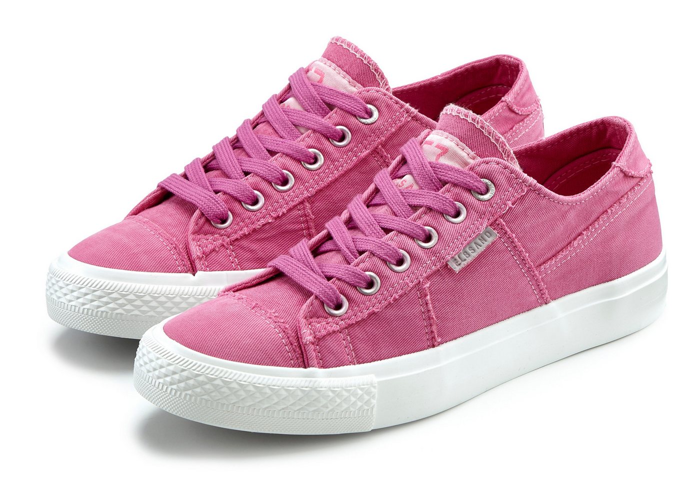 Elbsand Schnürschuh, Stoffschuhe, Textilschuhe, Turnschuh, Freizeitschuh Sneaker Schnürhalbschuh aus Textil in modernem Used-Look VEGAN (rosa)