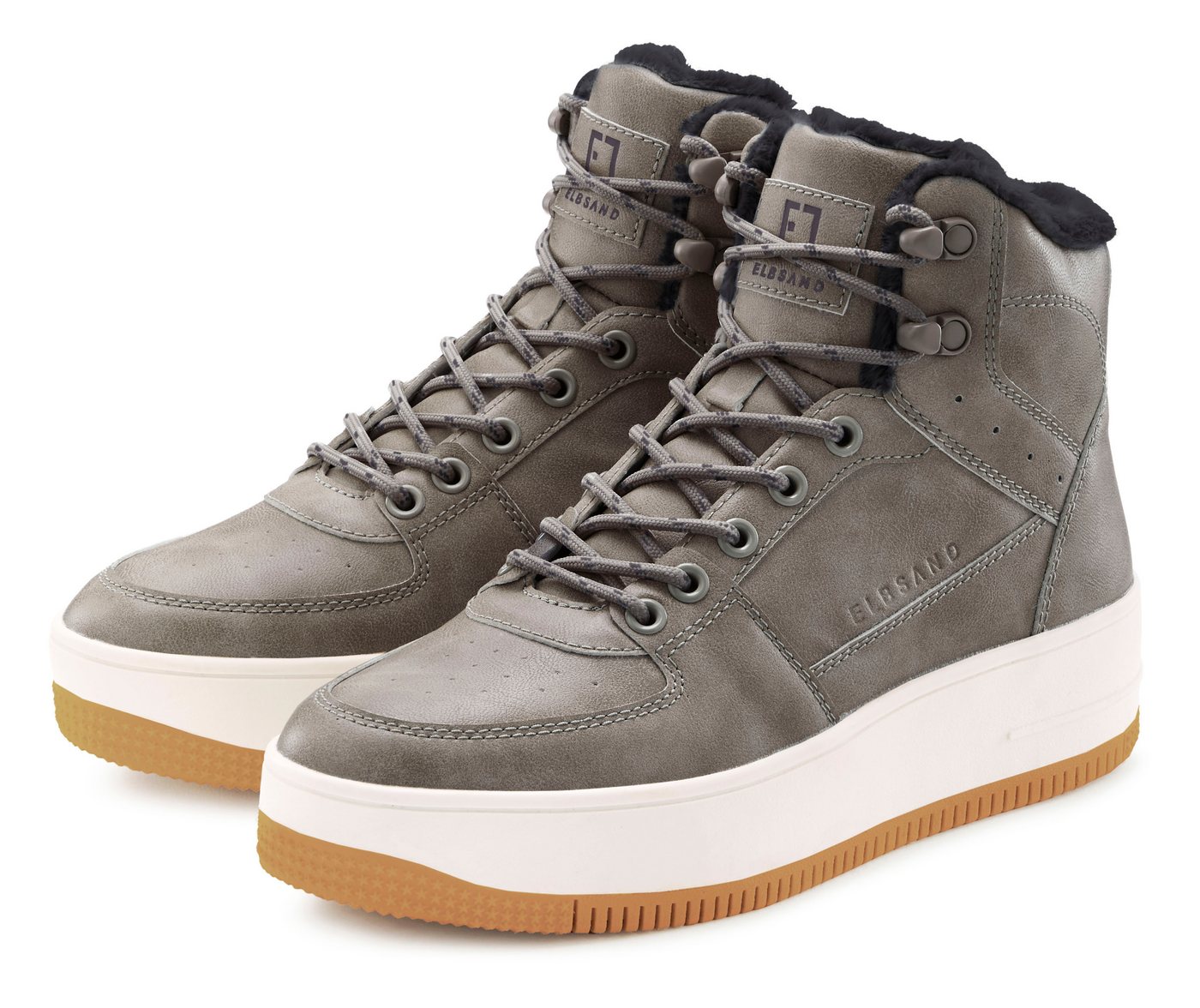 Elbsand Sneaker mit kuscheligem Warmfutter, Freizeitschuh, Halbschuh, High Top Sneaker (grau)