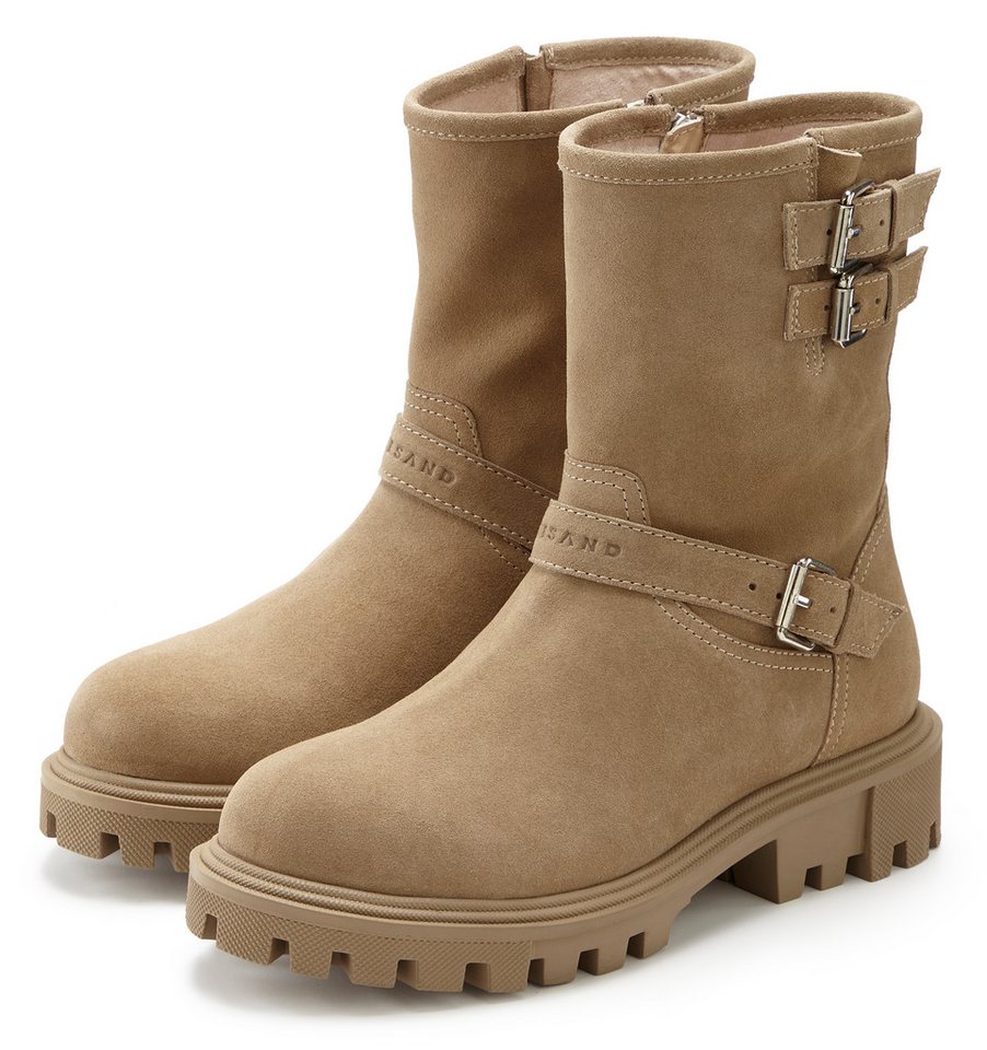 Elbsand Stiefel, Boots, Bikerboots, Lederstiefelette, Lederboots Stiefelette aus Leder mit trendigen Zierschnallen