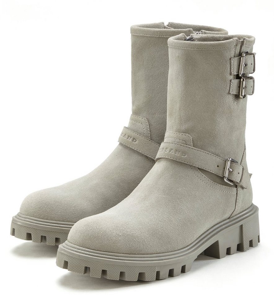 Elbsand Stiefel, Boots, Bikerboots, Lederstiefelette, Lederboots Stiefelette aus Leder mit trendigen Zierschnallen