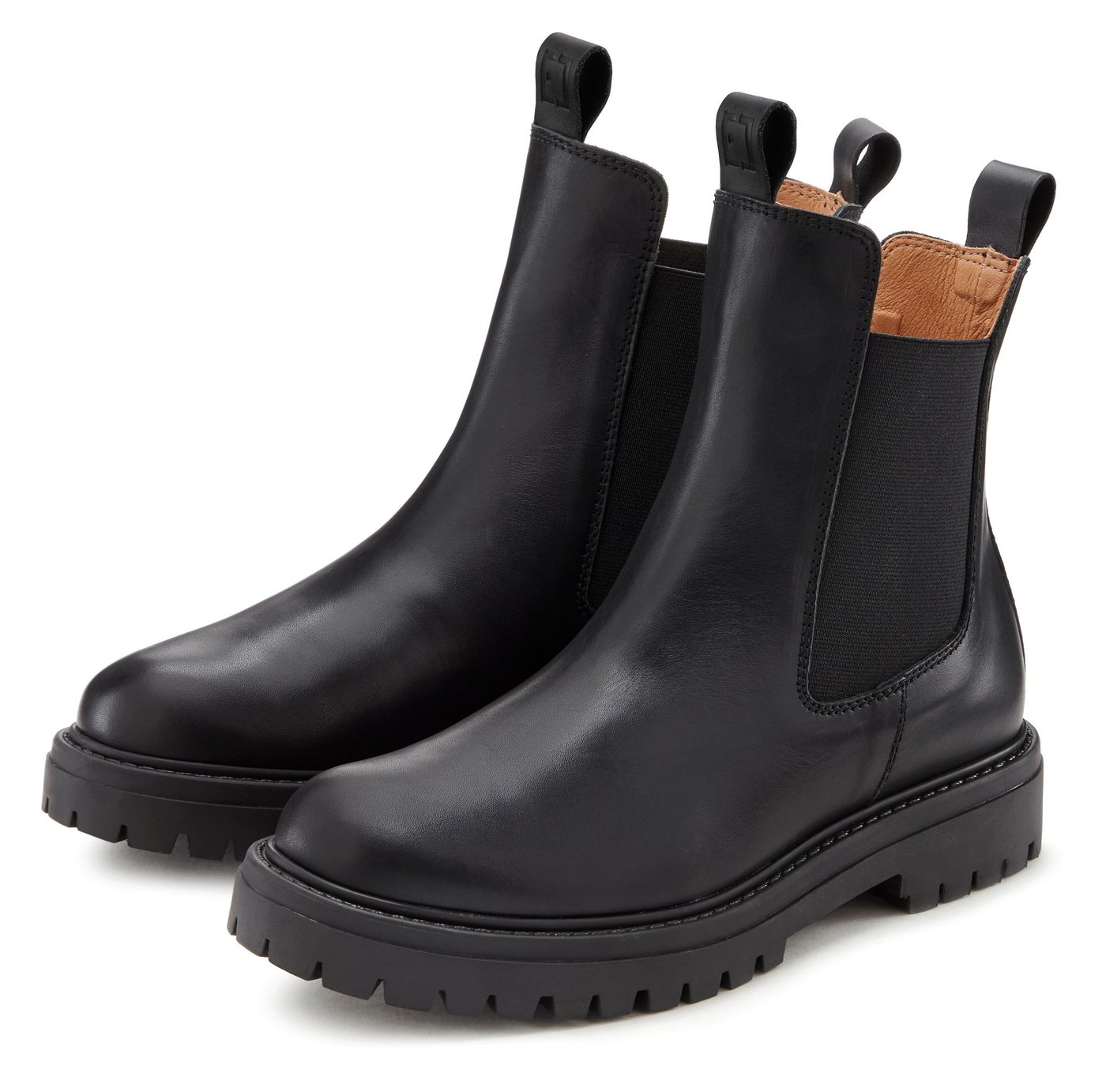 Elbsand Stiefelette Chelseaboots, Schlupfstiefel, Bikerboots aus Leder (schwarz)