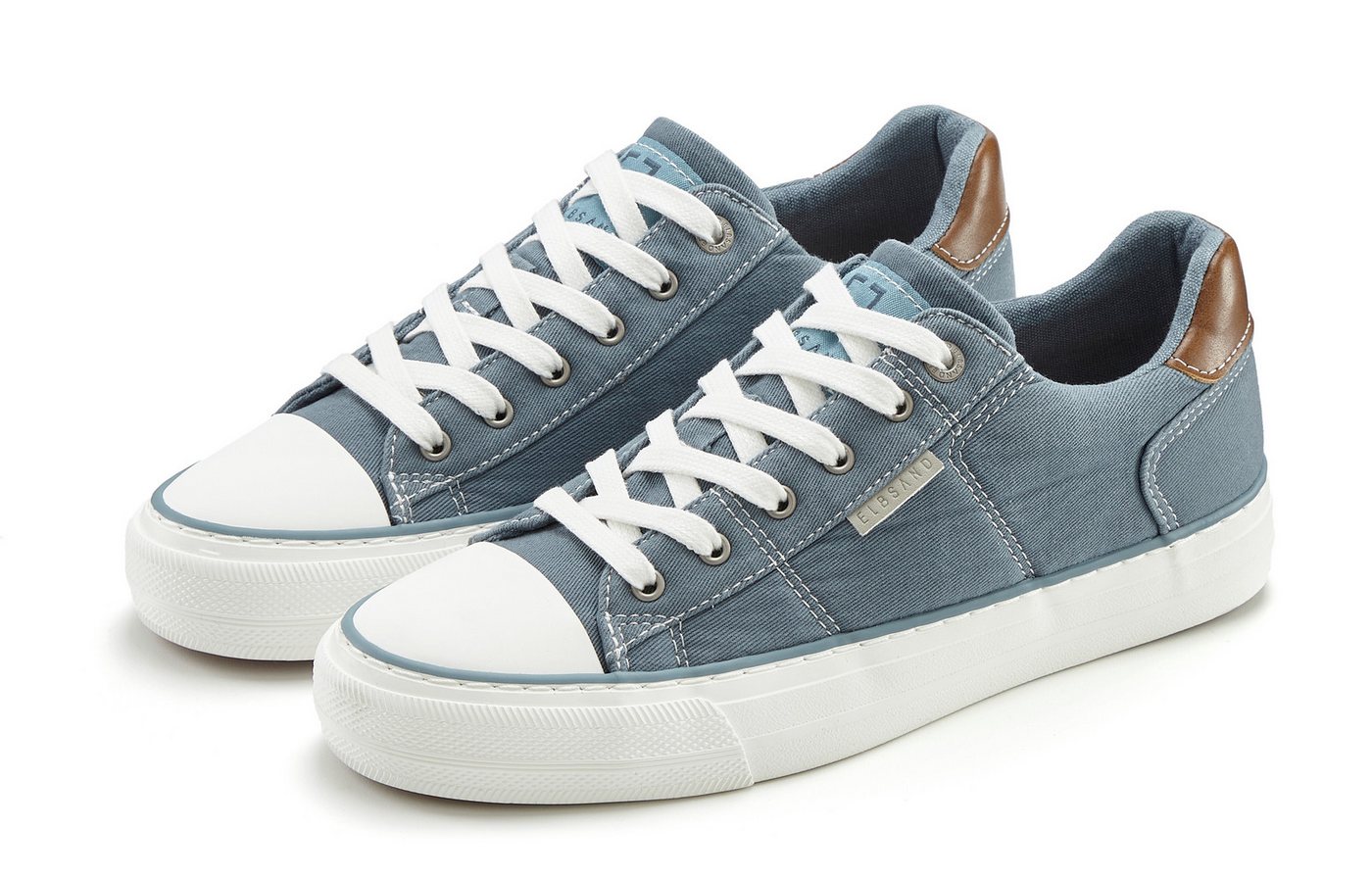 Elbsand Textilschuh, Schnürschuh Sneaker Schnürhalbschuh, Freizeitschuh, Stoffschuh, Halbschuh Unisex VEGAN (blau)