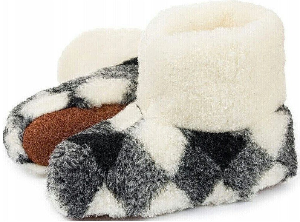 em-ka Damen Herren Hüttenschuhe Schafwolle Winter Warme Wollsocke Hausschuhe Hausschuh Füßwärmer-Naturprodukt