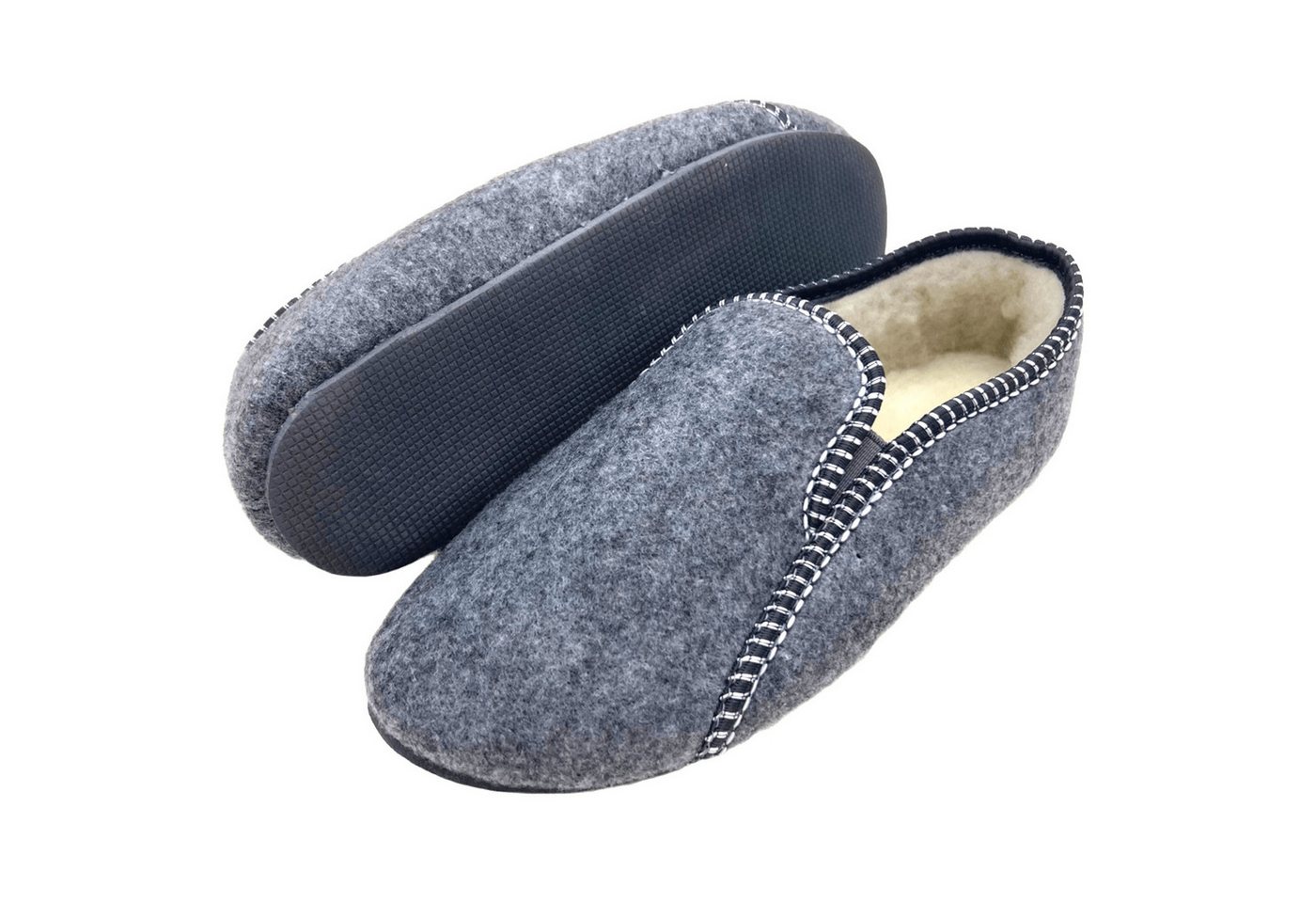 em-ka Herren Filz Fell Hausschuhe gefüttert Winter Pantoffeln Schafwolle Hausschuh Federleichte warme Hüttenschuhe mit Lamwolle