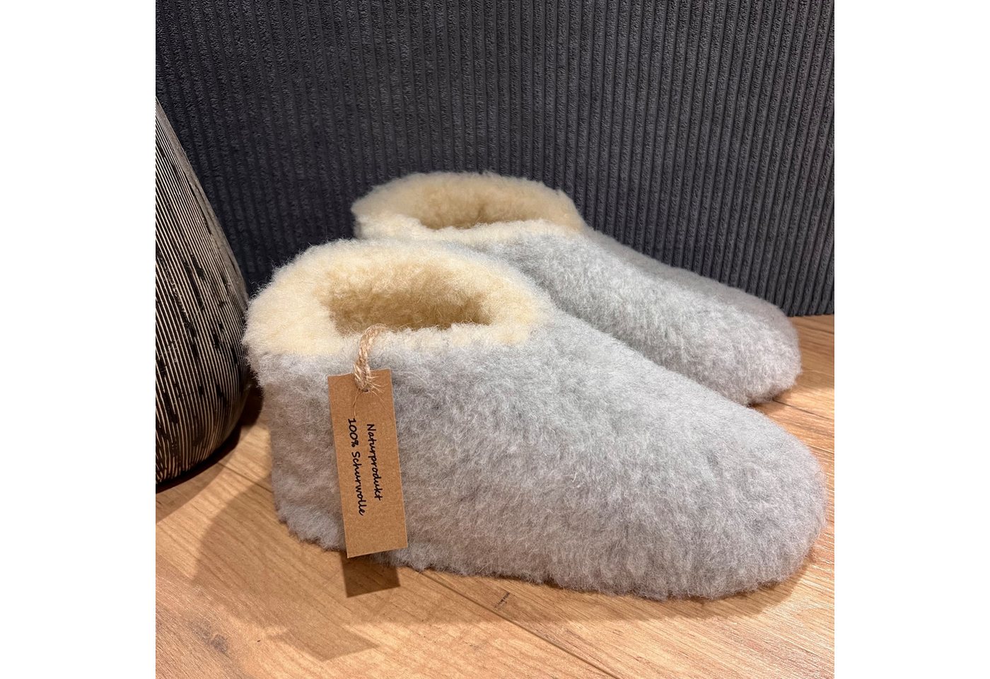 em-ka Hüttenschuhe Schurwolle Lammwolle Winter Warme Wollsocke Hausschuhe Hausschuh Füßwarmer für Damen und Herren Naturprodukt aus Schafwolle