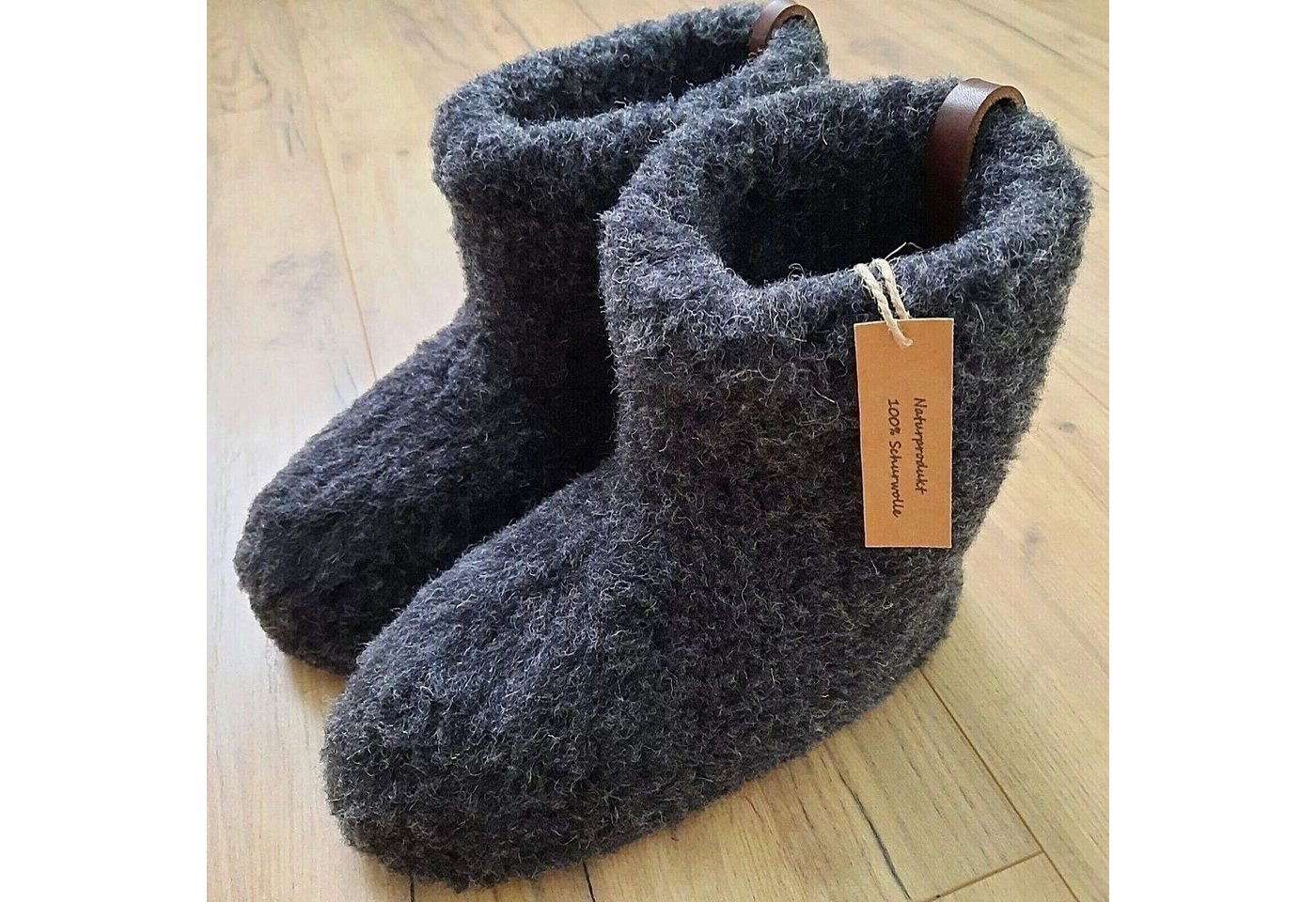 em-ka Hüttenschuhe Schurwolle Lamwolle Winter Warme Wollsocke Hausschuhe Hausschuh Füßwärmer für Damen und Herren Naturprodukt aus Schafwolle