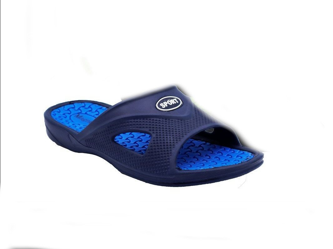 emeco Badelatschen Badepantolette Herren Badeschuhe Saunsaschuhe Badeschlapp Badesandale (blau)