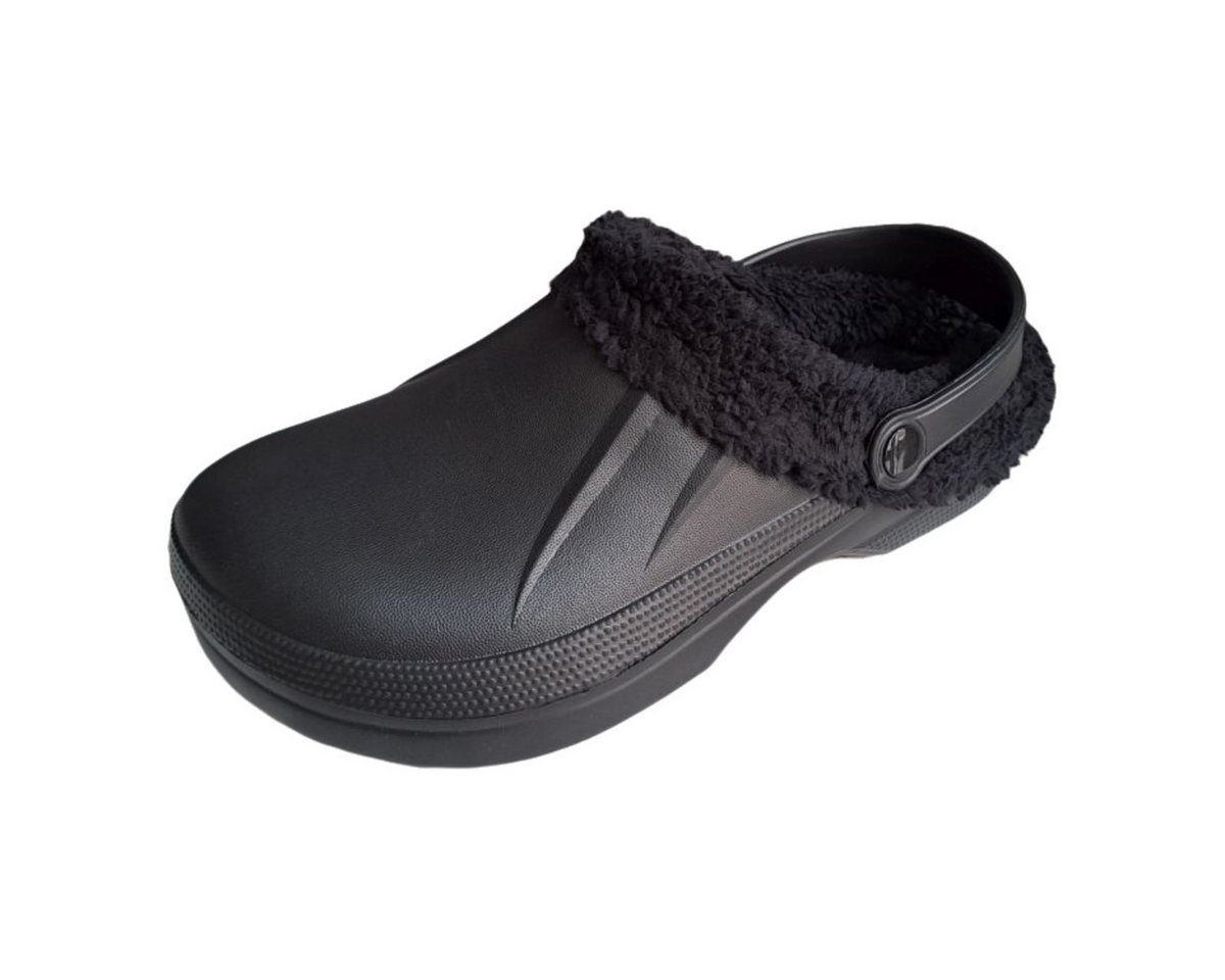 emeco Warmfutter Herren Clogs Hausschuhe Gartenschuhe Pantoletten 23T1 Clog (schwarz)