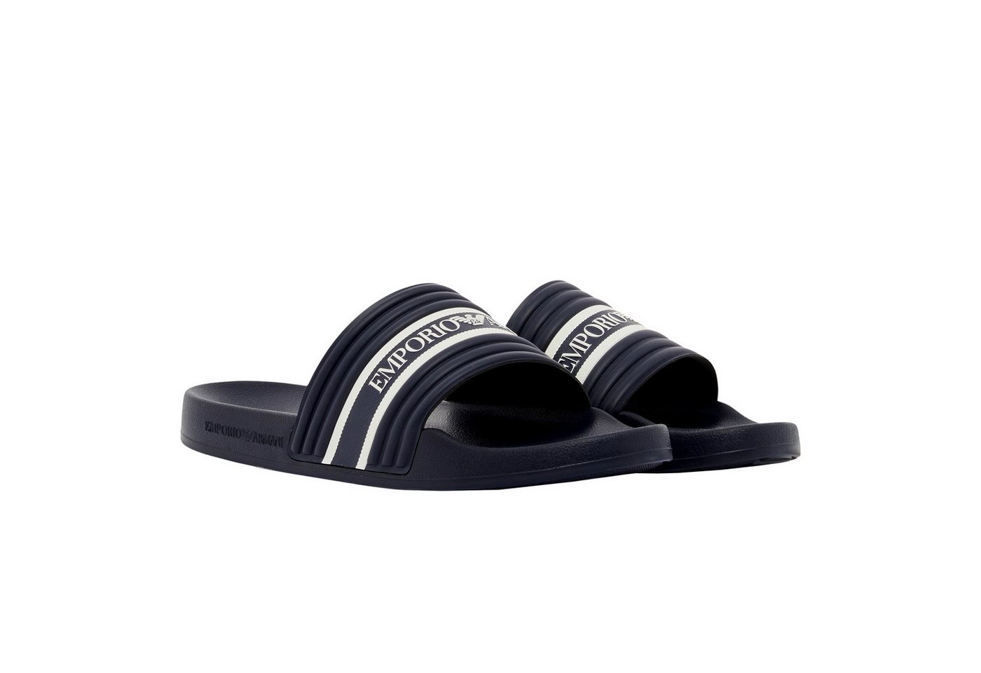 Emporio Armani Badeschuh Badepantolette mit Logo (blau/weiß)