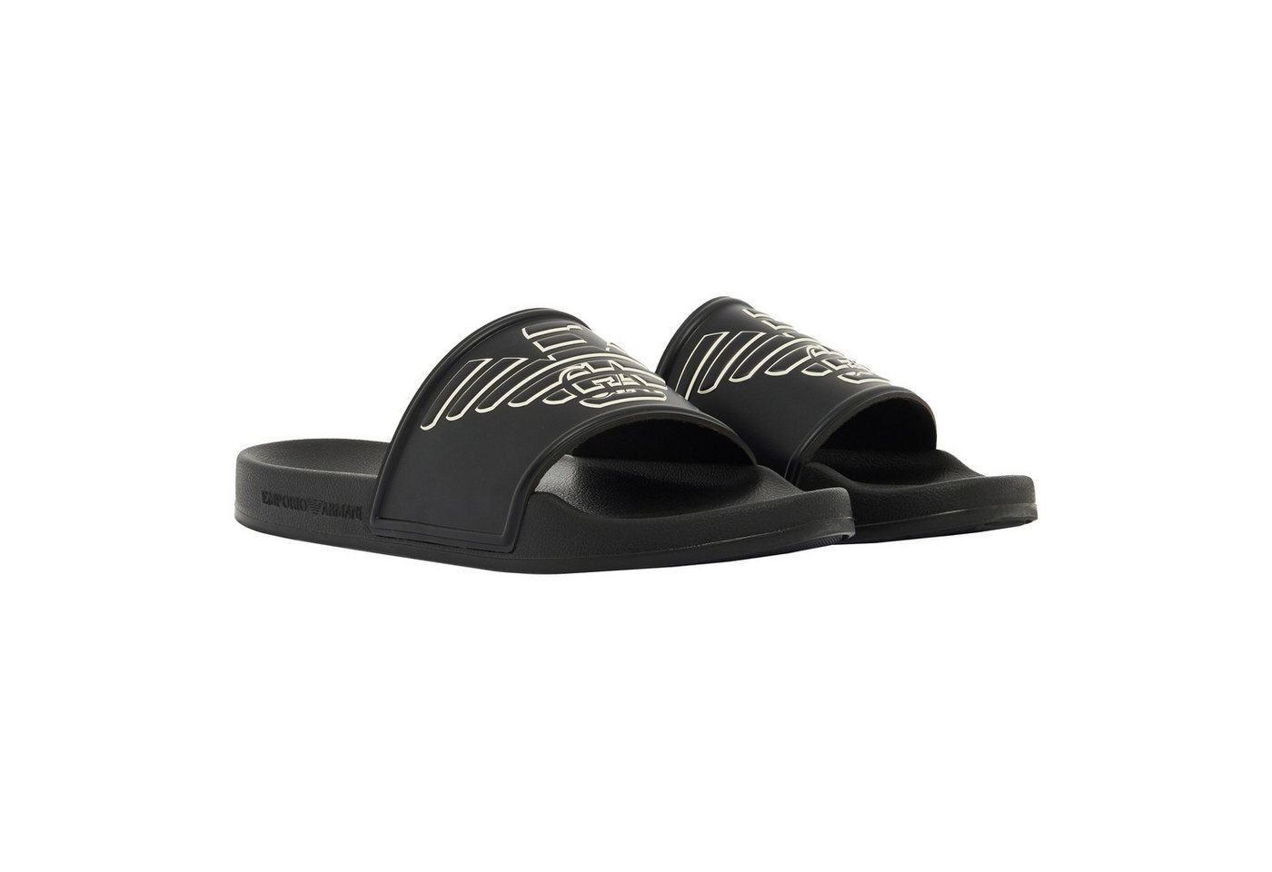 Emporio Armani Badeschuh Badepantolette mit Logo (schwarz/weiß)